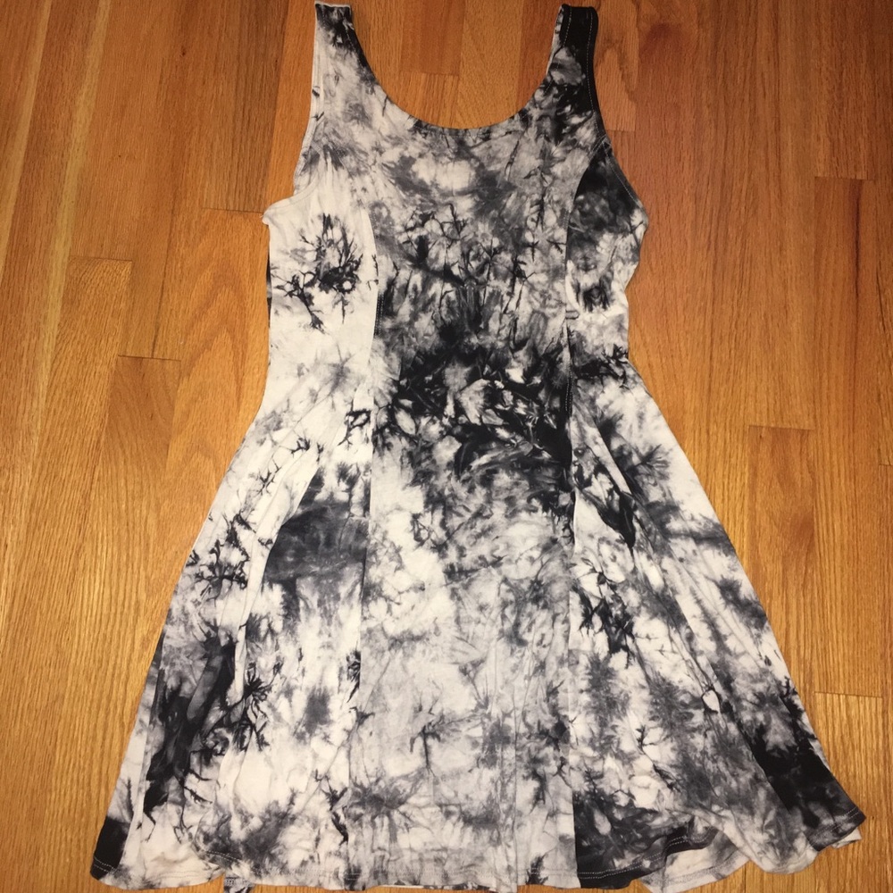 Black and White Tie-Dye Skater Dress